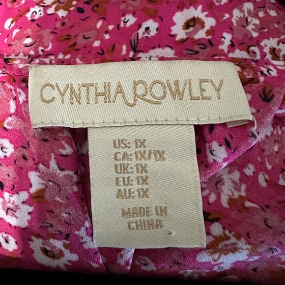 Cynthia Rowley size 1X pink ditsy floral print flutter cap sleeve top - Picture 4 of 8